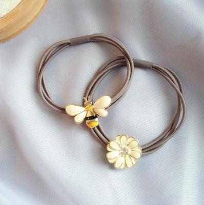 China Telephone Line Shape Cartoon Hair Accessories Cute Bee Flower Hair Ring For Girls for sale