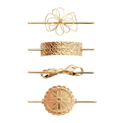 China Hotline Shape New Korean Fashion Women Girls Gold Plated Metal Love Sparkle Pink Heart Hair Clip Metal Circle Hairpins Holder Hair Accessories for sale