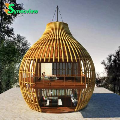 China Outdoor high quality traditional hot sale kit luxury big cheap houses prefab house hotel resort for accommodation for sale