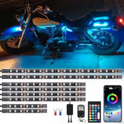 China Brake Light 8PCS Motorcycle LED Light Strip Accent Glow Neon 12 volt LED Lights Motorcycles Multi Color Brake Lights for sale