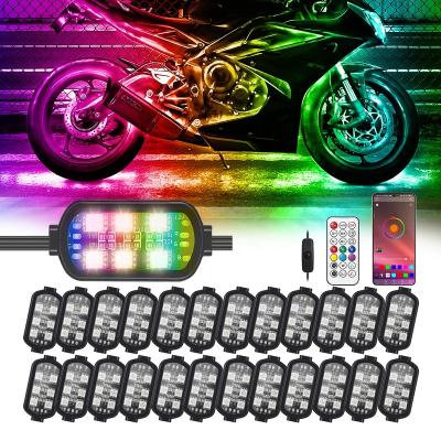 China Brake Light 24PCS Harley LED Lights Motorcycle High Brightness RGB Bike Lights Under Glow Light Kit for Motorcycle for sale