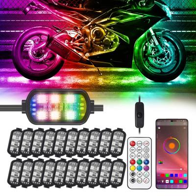 China Brake Light 16/18/20PCS Bike LED Light Motorcycle Headlights LED Strip Back Light Rear Light Design Waterproof Chasing for sale