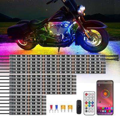 China Brake Light 18PCS LED Underglow for Motorcycle Accessories APP Remote Control LED Light Strips Bar LED Lights for Harley 12v Music Mode for sale