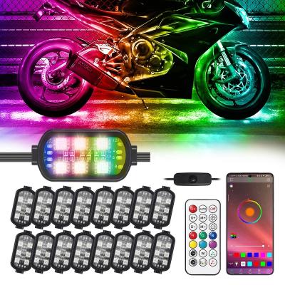 China Brake Light 16PCS Motorcycle LED Underglow APP Remote Control Lights LED Light for Motorcycle Ground Effect LED Strip Light for sale