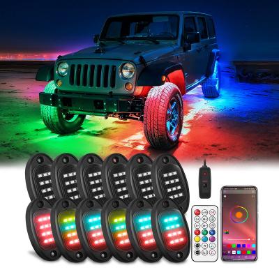 China 256 Chasing Effect Modes 12Pods Chasing Rock Lights 36w LED Rock Pod Light Waterproof MultiColor 24LED Underglow Lights LED Pods for sale