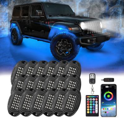 China Dual Zone Control 18Pods Aluminum LED Rock Light for Jeep Plug and Play Hot Selling Brightest Multicolor Off Road Neon Remote Control for sale