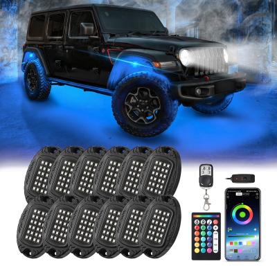 China Dual Zone Control 12Pods Vehicle Rock Lights SUV Off Road Light Accent Vehicle Car Accessories Switchback Dual Color Rock Lights Bar for sale