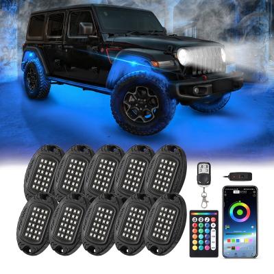 China Dual Zone Control 10Pods RGB LED Rock Lights for Jeep Wrangler jl Accesorios Para Auto Luces LED Ambient Lighting Car Decoration 12v Waterproof for sale