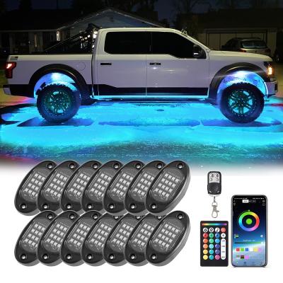 China Dual Zone Control 14Pods Rock Light Kit Blue-tooth Control LED Under Car 12v Waterproof For Jeep Truck SUV ATV UTV RZR SUV for sale