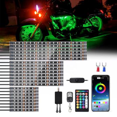 China Brake Light 22PCS APP Control LED Motorcycle Light RGB SMD5050 Motorcycle Lighting system LED Light LED Strips for Motorcycle for sale