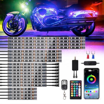 China Brake Light 20PCS Motorcycle LED Glow Lights with APP Wireless Remote Control LED Lights Turn Signal Brake Lights 12v for sale