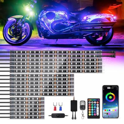 China Brake Light 18PCS LED Light for Motorcycle 12v APP Remote Control Neon Waterproof Strip Lamp LED Underglow Lights for Motorcycle for sale