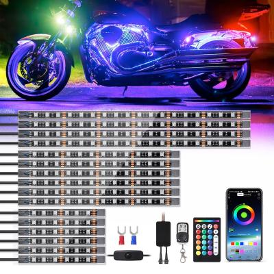 China Brake Light 16PCS Motorcycles LED Light Bar APP Remote Control Motorcycle Accessories Light LED 2023 RGB LED Light for Motorcycle for sale