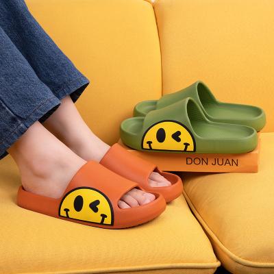 China 2021 summer durable best selling indoor women's sandals fashion cartoon smile face couples for men and women slippers for sale