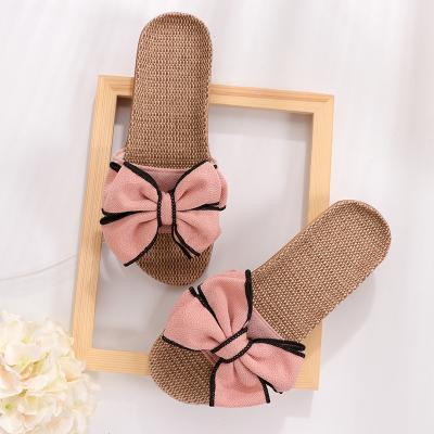 China Parent-child children's cute canvas mother-daughter mother-daughter mother-daughter mother-daughter parent-child summer slippers boy princess boy bow home spring for sale