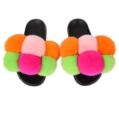 China Multicolor Fuzzy Fluffy Warm Soft Fur Shoes Slides ZouLing Ladies Women Large Fox Fashion Slippers Wholesale Durable Fur Slides for sale