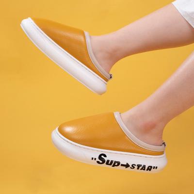 China High Waist Women Cotton Slippers Winter Home Trend PU Growing Slippers Warm Thick Soles Outside Wear Fashion Lovers Cotton Slippers For Men for sale