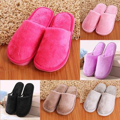 China WARM SLIPPERS 2021 autumn and winter solid color cotton slippers women's flat warm home slippers for sale