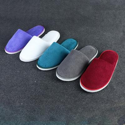 China Portable Hotel Slippers Coral Fleece Slides Close Toe Travel Indoor Disposable Non-Slip Indoor Guest Slippers Shoes 10 Pairs for sale