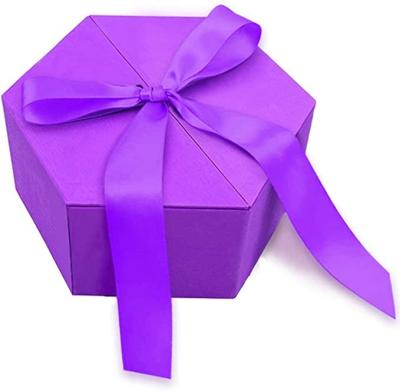 China Christmas Disposable Purple Ribbon Cosmetic Gift Box Packaging Boxes Small for sale