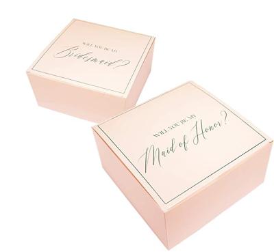 China Pink Recyclable Square Gift Box Modern New Design Cardboard Paper Folding Box With Custom Logo for sale