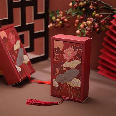 China Recyclable Custom Luxury Sweet Wedding Candy Boxes Red Cardboard Gift Packaging Box for sale