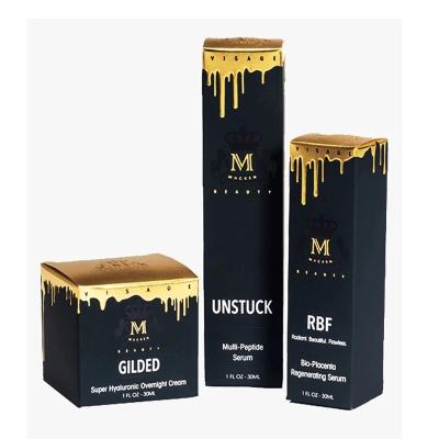 China Rectangle Recyclable Custom Black Cosmetic Box Luxury Paper Perfume Packaging Boxes for sale