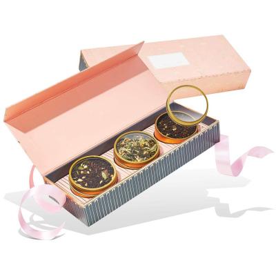 China Recyclable Wholesale Pink Tea Gift Box Cardboard Luxury Tea Packaging Box With Magnetic Lid for sale