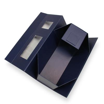 China Custom Recyclable One Piece Personality Matte Finish Flat Magnet Folding Wine Box For Gift for sale