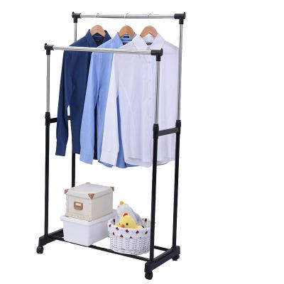 China (Other) LEEKING stainless steel adjustable indoor floor-standing hanger with wheels and movable parallel bars for sale