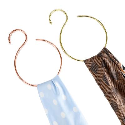 China LEEKING Multifunctional Colorful Belt Rack Metal Scarf Ring Clothes Rack Store Large Diameter Circular Tie Rack for sale