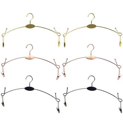 China LEEKING Custom LOGO Multifunctional Fashion Durable Women's Underwear Store Metal Display Bra Hanger Non Slip Clip Underwear Hanger for sale