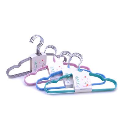 China Non-slip Colorful Metal Baby Coat Hanger With PVC Coated Kids Children Metal Coat Hanger for sale