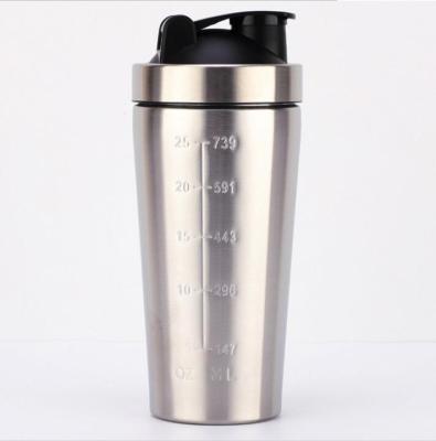 China Sustainable 25oz Stainless Steel Gym Bottle Single Wall Protein Shaker for sale