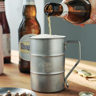 China Food Grade 360ml Moscow Camping Mule Brew Tumbler Beer Mug Stainless Steel Barrel Mug With Handle for sale