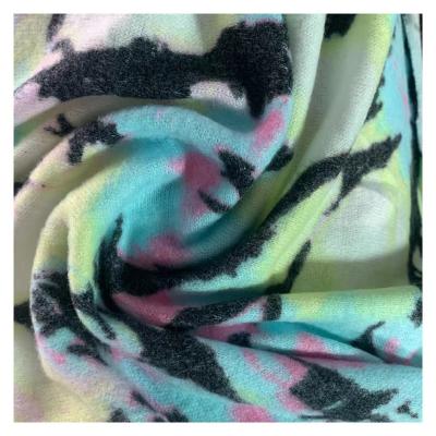 China Wholesale Anti-static Print Tie Dye Merino Wool Fabric Hacci Jersey Brushed Print Fabric For Sweater skoct fabric for sale