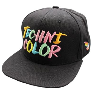 China New Adults COMMON Listing Customizable Black Embroidered Flat Brimmed Hat for sale