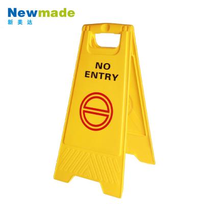 China Yellow Portable Folding A-Frame Standing Plastic Road Safety Slippery Wet Floor No Parking Sign Hazard Caution Warning Sign 24 Inch for sale