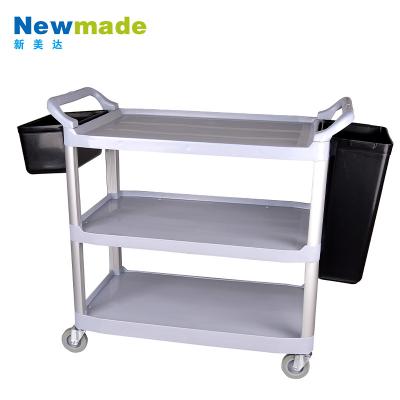 China Plastic Plastic Trolley Serving Cart for Restaurant with Buckets for sale