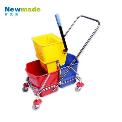 China 34L Down Press Cleaner Wheels Altogether Double Bucket Mop Wringer Cart 81*41*93 for sale