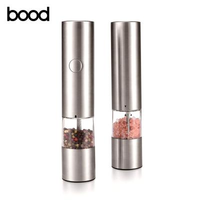 China One Touch Sustainable Electric Salt And Pepper Mill Grinder Stainless Steel Body RoHS LFGB CE Approved for sale