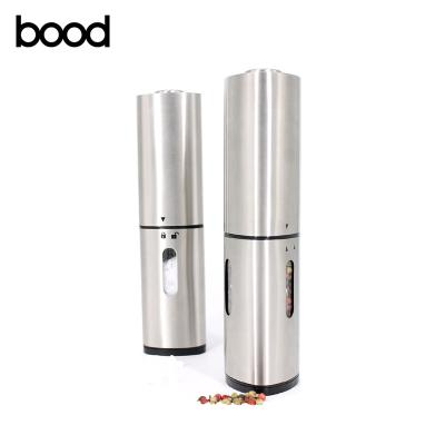 China Sustainable Batteries Powered Triangular Salt And Pepper Mill Grinder Stainless Steel Body LFGB CE RoHS Approved for sale