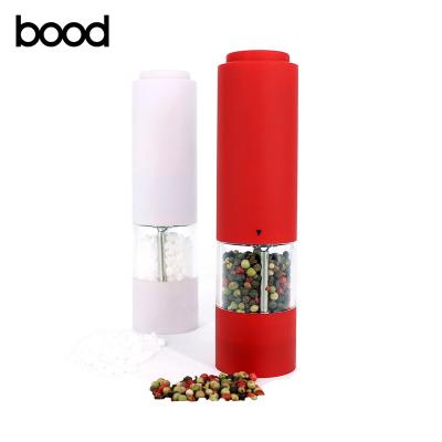 China Viable electronic plastic salt and pepper grinder with rubber coating spice grinder any color is available for sale