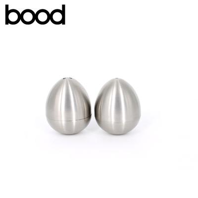 China Mini Sustainable Salt And Pepper Shakers Set With Solid 304 Stainless Steel Body Tumbler Design Egg Shape for sale