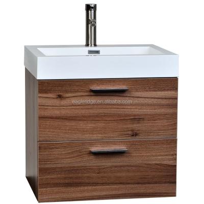 China Modern Walnut Bathroom Vanity Sink Basin Cabinet Set for sale