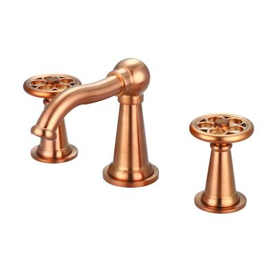 China Transitional Industrial Style Classic Lead Free Brass Wheel Handle Lavatory Sink Faucet for sale