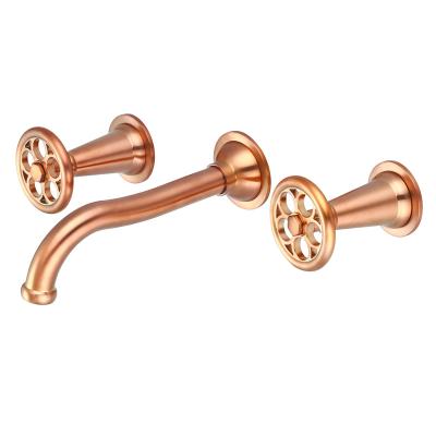 China Transitional Industrial Style Wall Mount Lead Free Brass Lavatory Sink Faucet for sale