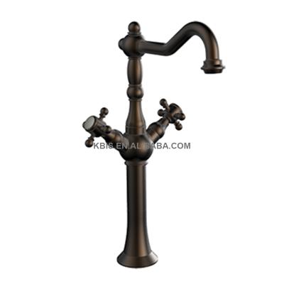 China Vessel Victorian Single Hole Style Cross Handle Lavatory Sink Faucet for sale