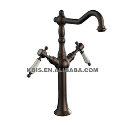 China Victorian Style Vessel Hole Porcelain Lever Handle Single Metered Lavatory Sink Faucet for sale