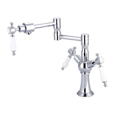 China Victorian Style 3-Handles Kitchen Bar Pot Filler Pull-Down Kitchen Mixer Tap for sale